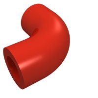 25214 - Brick Round 1 x 1 diameter Tube with 90 Degree Elbow (2 x 2 x 1) and Axle Holes (Crossholes) at each end - Red