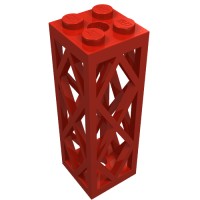 2580c01 - Support 2 x 2 x 5 Lattice Pillar, Complete Assembly - Red