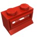 27ac01 - Red - Window 1 x 2 x 1, Extended Lip, Solid Stud [with Glass]