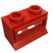 27bc01 - Red - Window 1 x 2 x 1, Extended Lip, Hollow Stud [with Glass]