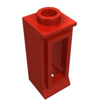 29 - Window 1 x 1 x 2, Short Lip [no Glass] - Red