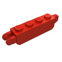 30387 - Hinge Brick 1 x 4 Locking with 1 Finger Vertical End and 2 Fingers Vertical End, 9 Teeth - Red