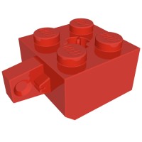 30389c - Hinge Brick 2 x 2 Locking with 1 Finger Vertical and Axle Hole [X Opening] - Red