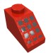 3040bpr0010 - Red - Slope 45Â° 2 x 1 with Bottom pin, with 9 Large + 3 Small Black Buttons Print