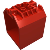 30639 - Container / Box, Open Ended 4 x 4 x 4 with 1 Hinge Finger Each End [Plain] - Red