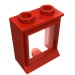 3081bc01 - Red - Window 1 x 2 x 2 Classic, Extended Lip, Hollow Studs [with Glass]