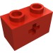 32064a - Red - Technic Brick 1 x 2 with Axle Hole Type 1 [+ Opening] and Bottom Pin