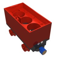 3443c02 - Battery Box, Train Car with Black Base, Red Wheels and Magnets - Red
