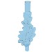 35032b - Wave / Power Burst / Flame, Bolt Large with Bar Ends - Trans-Light Blue