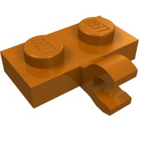 11476 - Plate Special 1 x 2 with Clip Horizontal on Side - Dark Orange