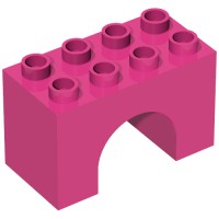 11198 - Duplo Brick 2 x 4 x 2 Arch - Dark Pink
