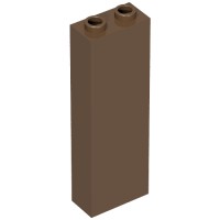 2454a - Brick 1 x 2 x 5 with Blocked Open Studs and Bottom Stud Holder with Asymmetric Ridges - Brown