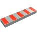 2431pr0027 - Light Gray - Tile 1 x 4 with 5 Red Stripes Print