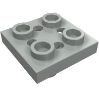 2476b - Plate Special 2 x 2 with Pin on Bottom, Small Holes in Plate and Rotational Locking Fingers on Underside - Light Gray