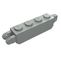 30387 - Hinge Brick 1 x 4 Locking with 1 Finger Vertical End and 2 Fingers Vertical End, 9 Teeth - Light Gray