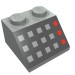 3039pr9996 - Light Gray - Slope 45Â° 2 x 2 with 12 Buttons, 3 Red Lamps, Black Panel Print