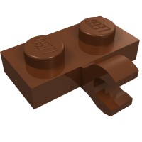 11476 - Plate Special 1 x 2 with Clip Horizontal on Side - Reddish Brown