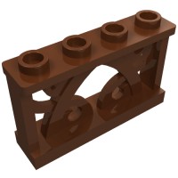 19121 - Fence Ornamented 1 x 4 x 2 with 4 Studs - Reddish Brown