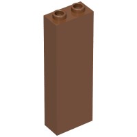 2454b - Brick 1 x 2 x 5 with Hollow Studs - Reddish Brown