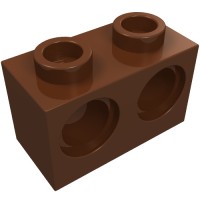32000 - Technic Brick 1 x 2 [2 Pin Holes] - Reddish Brown