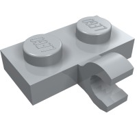 11476 - Plate Special 1 x 2 with Clip Horizontal on Side - Light Bluish Gray