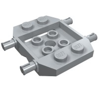 24326 - Vehicle Base 4 x 4 x 2/3 with Wheel Clip Pins, Wedge, 2 x 2 Recessed Center with Hole - Light Bluish Gray