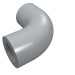 25214 - Light Bluish Gray - Brick Round 1 x 1 diameter Tube with 90 Degree Elbow (2 x 2 x 1) and Axle Holes (Crossholes) at each end