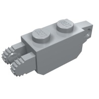 30386 - Hinge Brick 1 x 2 Locking with 1 Finger Vertical End and 2 Fingers Vertical End, 9 Teeth - Light Bluish Gray