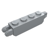 30387 - Hinge Brick 1 x 4 Locking with 1 Finger Vertical End and 2 Fingers Vertical End, 9 Teeth - Light Bluish Gray