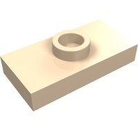 15573 - Plate Special 1 x 2 with 1 Stud with Groove and Inside Stud Holder (Jumper) - Light Nougat