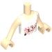 92456c01pr0041 - Light Nougat - Minidoll Torso Girl with White Vest Top with Pink Flowers Print, Light Nougat Arms and Hands