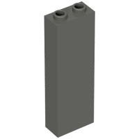 2454a - Brick 1 x 2 x 5 with Blocked Open Studs and Bottom Stud Holder with Asymmetric Ridges - Dark Gray